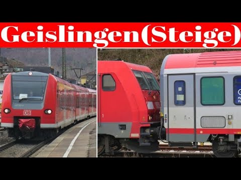 Zugverkehr in Geislingen Steige/ Schubdienst hautnah an IC119 und am Güterverkehr/ mit Br218