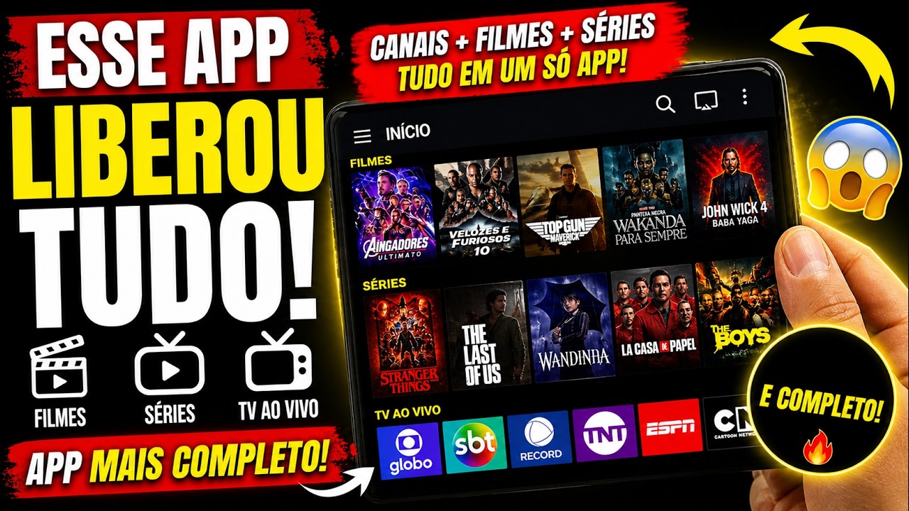 🚨 ESSE APP LIBEROU TUDO! Filmes, Séries e TV AO VIVO (APP MAIS COMPLETO de ENTRETENIMENTO!