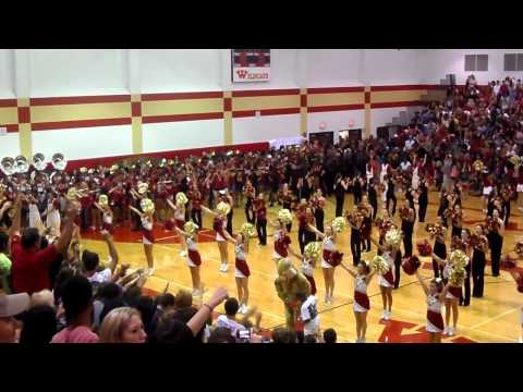 Cy Woods High School--band, cadettes, and cheerleaders--pep rally 2011