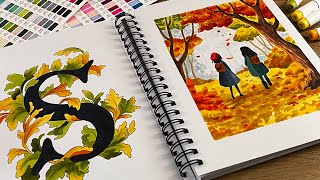 Trying out Ohuhu markers and sketchbook 🍂🍁Autumn art