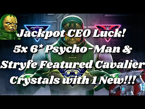 Jackpot CEO Luck! 5x 6 Star Psycho-Man & Stryfe Featured Cavalier Crystals w/ 1 New!!! - MCOC