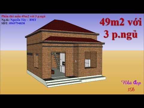 3D phần thô mẫu 49m2 với 3 phòng ngủ | Simple house