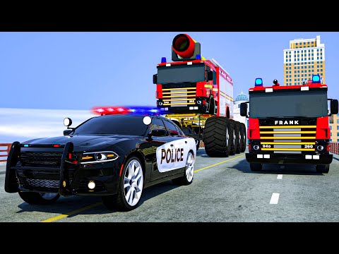 Monster Truck's giant wheels VS The hero is a police officer | City heroes