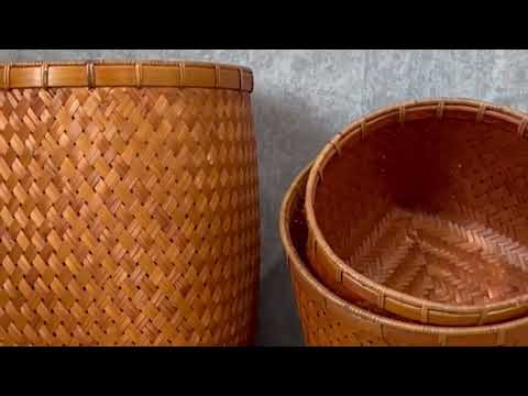 Creative Handmade Bamboo Basket Desktop Organizer Basket Fruit Basket