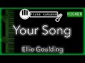 Your Song (HIGHER +4) - Ellie Goulding - Piano Karaoke Instrumental
