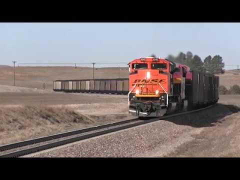 BNSF Coal train climbs the grade North of Dalton, Nebraska