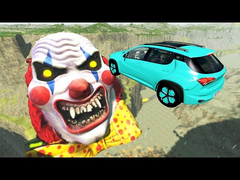 Jumping Cars Over Аn Evil Clown - BeamNG.Drive