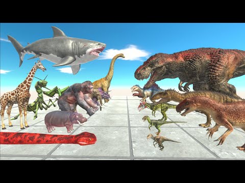 Battle Royale Tournament Dinosaurs vs All Units on Dynamite Arena - Animal Revolt Battle Simulator