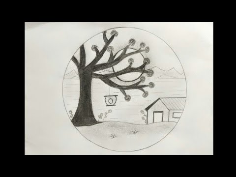 BEAUTIFUL SCENERY DRAWING ||NATURE || EASY DRAWING || PENCIL DRAWING || VRUNDA'S ART & CREATION