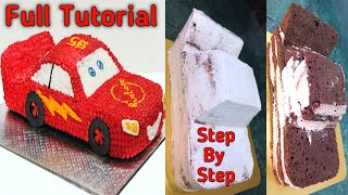 McQueen Car Theme Birthday Cake | Birthday Car Cake Design | Lighting McQueen Cake Tutorial