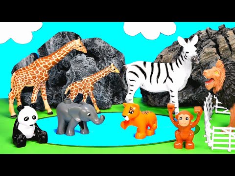 Dioramas de safari para animais | Vamos aprender nomes de animais selvagens do zoológico