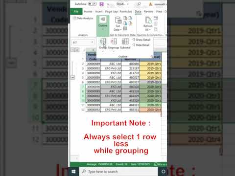 #Excel60Sec - How to group rows in Excel?