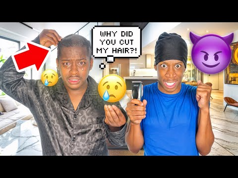 SHAVING MY BOYFRIEND HAIR BALD!!! THE ULTIMATE REVENGE PRANK😳