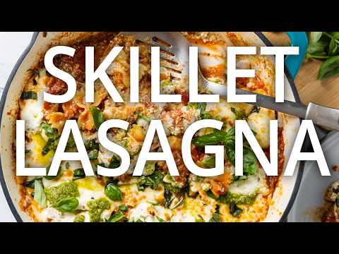 Easy Skillet Lasagna with Italian Sausage & Pesto | One Pan Dinner