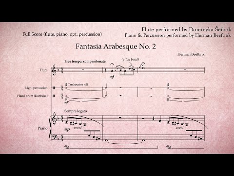 Herman Beeftink - "Fantasia Arabesque No. 2" for Flute, Piano and Percussion (Sheet Music)