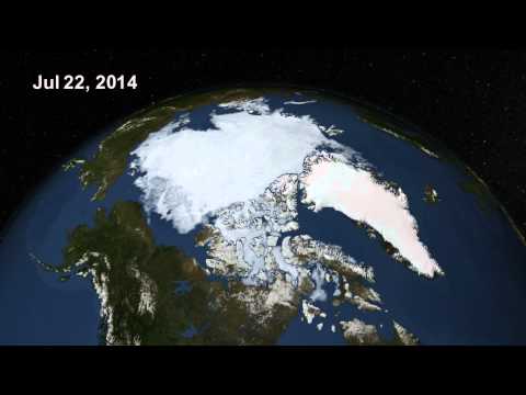 An animation of daily Arctic sea ice extent from March 21 to Sept. 17 – when the ice appeared to reach it’s minimum extent for the year. It’s the sixth lowest minimum sea ice extent in the satellite era. The data was provided by the Japan Aerospace Exploration Agency. An animation of daily Arctic sea ice extent from March 21 to Sept. 17 – when the ice appeared to reach it’s minimum extent for the year. It’s the sixth lowest minimum sea ice extent in the satellite era. The data was provided by the Japan Aerospace Exploration Agency.