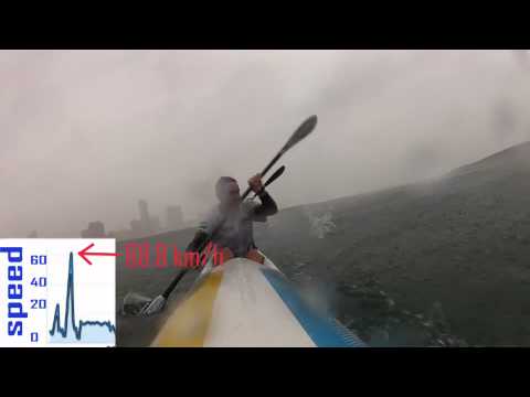 Tropical Cyclone 'IRINA' - 68.8km/h on a Double Surfski - The Mound - Durban