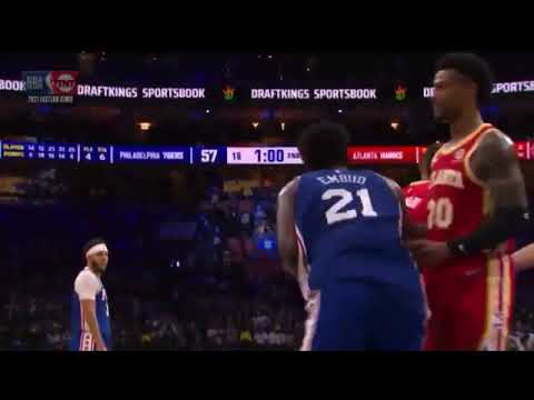 Joel Embiid Pushes Danilo Gallinari After Gallo Bumps Into Embiid And They Each Got A Tech