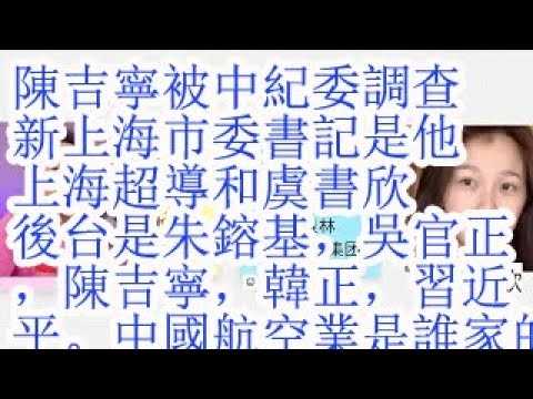 陈吉宁被中纪委调查，新上海市委书记是他。上海超导和虞书欣后台是朱镕基，吴官正，陈吉宁，韩正，习近平。中国航空业是谁家的地盘？吉祥航空后台是谁？