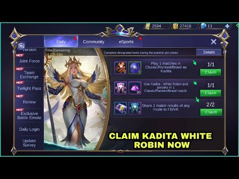 HOW TO GET KADITA NEW SKIN WHITE ROBIN | MOBILE LEGENDS
