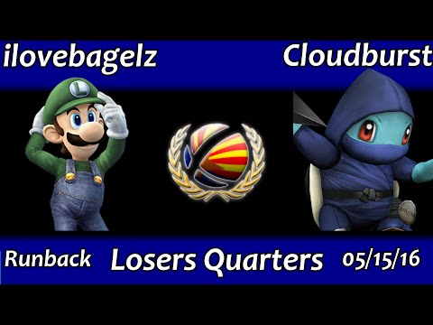 Runback: ilovebagelz (Luigi) vs Cloudburst (Squirtle) Losers Quarters