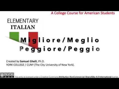 Migliore/Meglio and Peggiore/Peggio