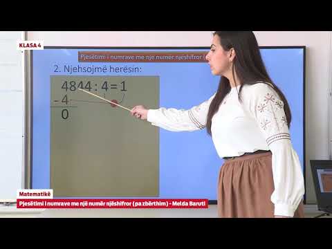 e Mesimi Klasa 4 - 4655 Matematikë - Pjesëtimi i numrave me një numër njëshifror pa zbërthim