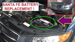 Battery Replacement on Hyundai Santa FE 2006 2007 2008 2009 2010 2011 2012  Dead Battery