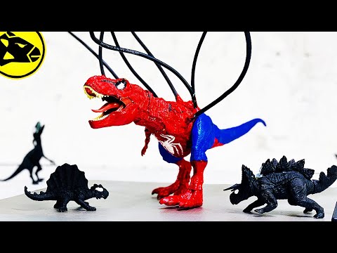 Trex Spiderman Caught By Venom Dinosaurs