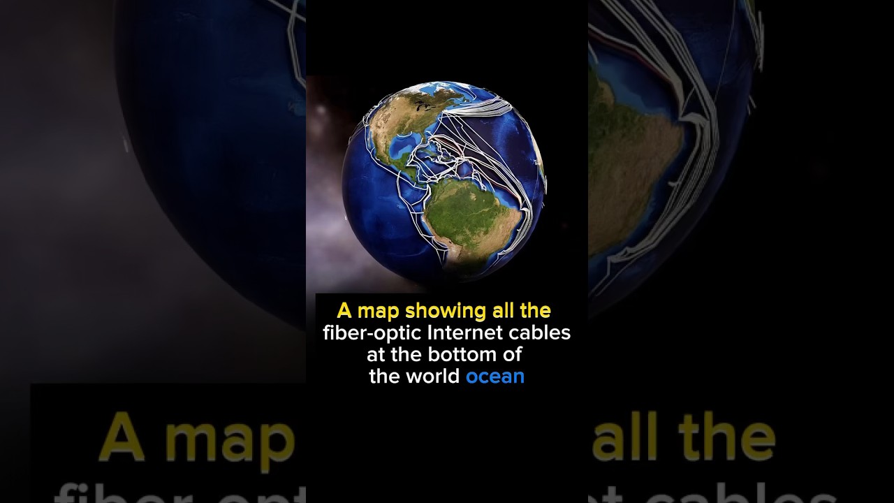 Map of fiber-optic Internet cables at the bottom of the world ocean