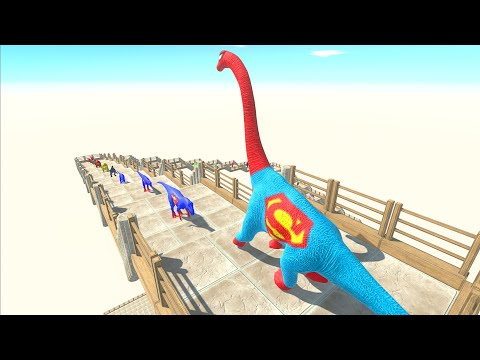 SUPERMAN BRACHIOSAURUS Jurassic World Dominion DEATH FALL ► Animal Revolt Battle Simulator