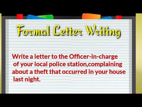 Complaint letter to Police|Theft at home|Formal letter writing|Tarini Prasad