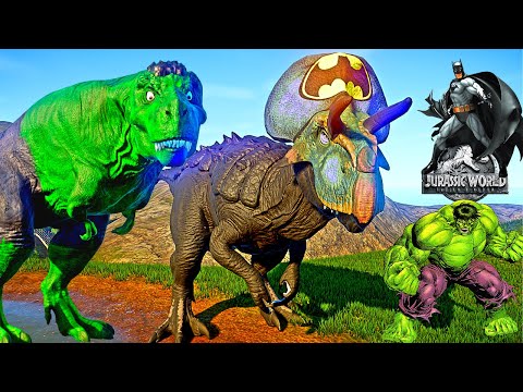 Spiderman TREX, Joker, Hulk TREX , Batman, Dinosaurs Fighting in JWE