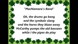 MACNAMARA&#39;S BAND words text &amp; lyrics St. Patrick IRISH IRELAND top sing along song