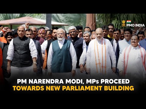 PM Narendra Modi, MPs proceed towards New Parliament Building
