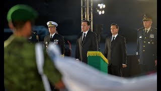 Así fue la ceremonia de izamiento de la Bandera Nacional por el sismo de 1985 (Video)