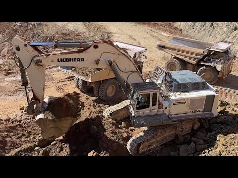 Liebherr 984 Excavator Loading Caterpillar 777 Dumpers - Sotiriadis/Labrianidis Mining Works