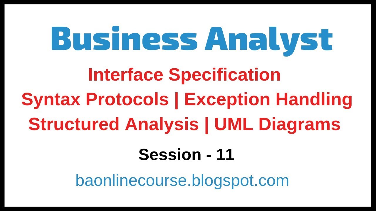 Interface Specification Tutorial | Business Analyst Exception Handling | Syntax Protocols | UML