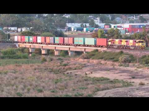 Tasrail 2054 2051 Container train North Esk River Bridge