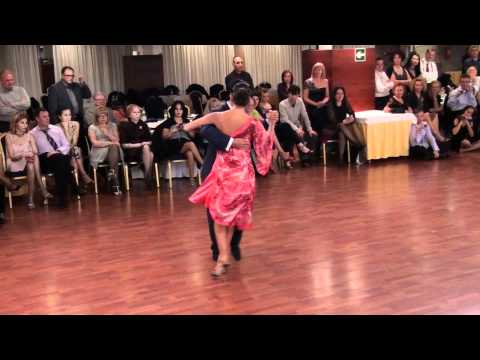  Roxana Suarez  and  Sebastian Achaval  are  dancing  to  the  vals  "  Pabellon De Las Rosas  "