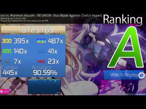 F4th0m0r9 Osu!Mania - Ice vs. Morimori Atsushi - RE:UNION -Duo Blade Against- [Tofu's Hyper]