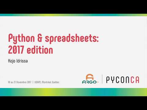 Python & spreadsheets: 2017 edition (Kojo Idrissa)
