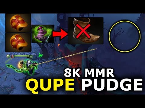 QUPE PUDGE Skip Boot Until 8 Mins & Blind Hook vs 8K MMR | Genius Pudge