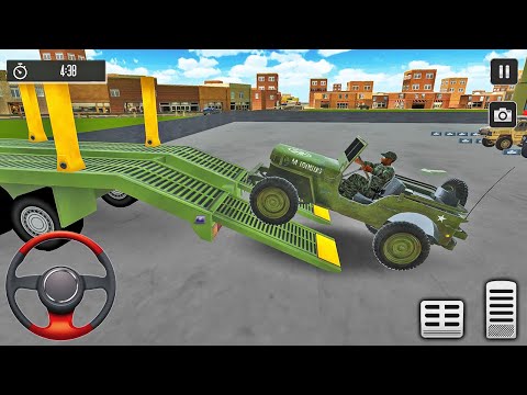Transporting US Army Jeep in Long Trailer Truck - Airplane Car Transporter 2024 - Android Gameplay