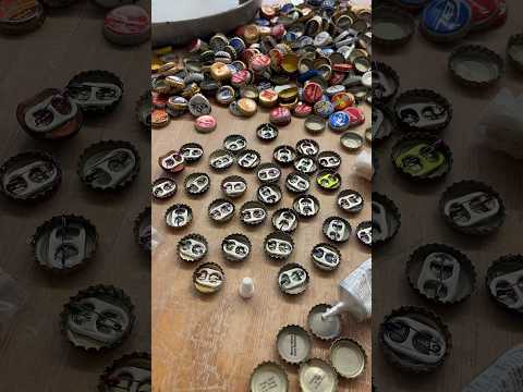Making pins from bottle caps #art #diy #reuse #tutorial