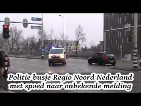 Politie busje Regio Noord Nederland met spoed naar onbekende melding