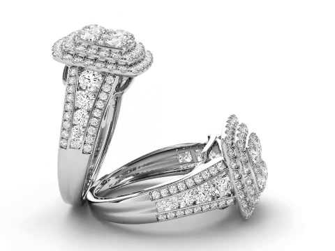 1.50 Carat T.D.W Diamond Composite Bridal Ring in 10k White Gold