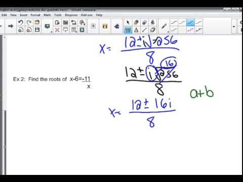 Algebra2NR (Lesson 5.5) - Solving Complex Numbers Using the Quadratic Formula