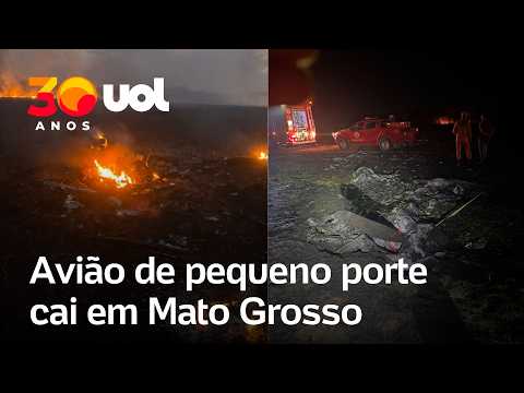 Avião de pequeno porte cai em Mato Grosso e deixa dois mortos; vídeo