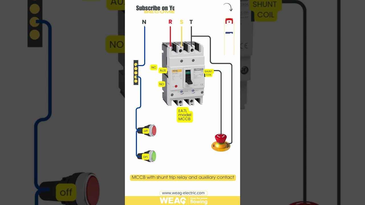 MCCB Molded Case Circuit Breaker with Shunt Trip Relay and Auxiliary Contact !